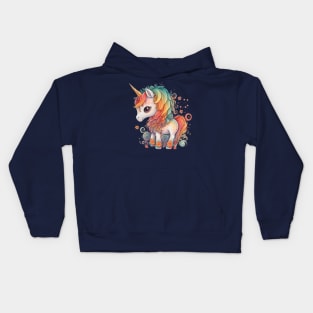 Enchanted Blossoms: A Floral Journey with the Rainbow-maned Unicorn Kids Hoodie